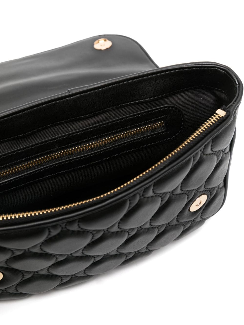 Shop Love Moschino Logo-plaque Leather Shoulder Bag In Black