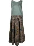 Uma Wang baroque-pattern panelled midi dress - Blue