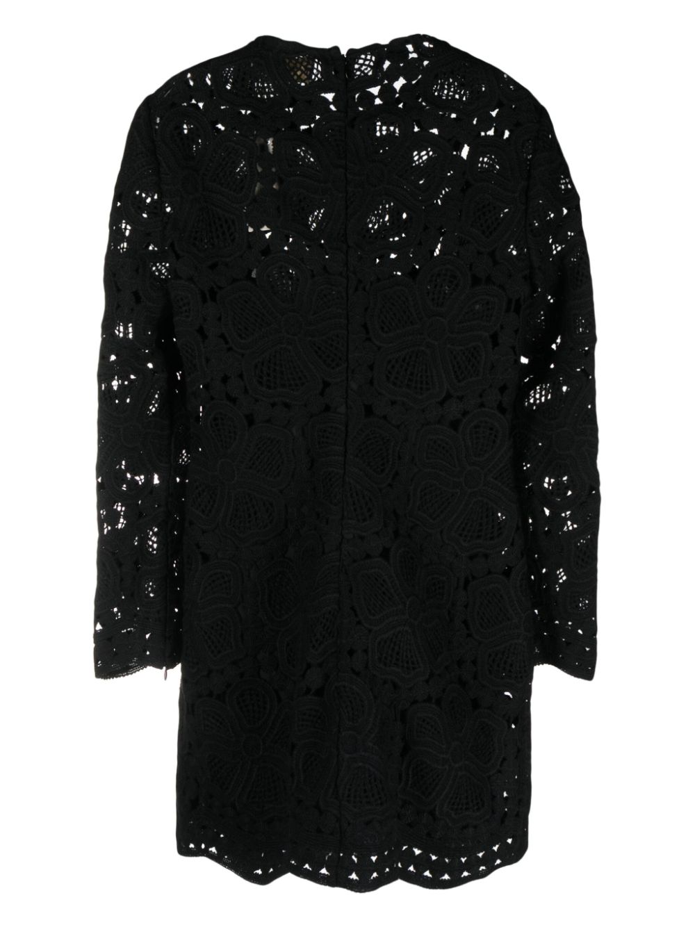 Shop Elie Saab Floral-macramé Weaved Minidress In Black