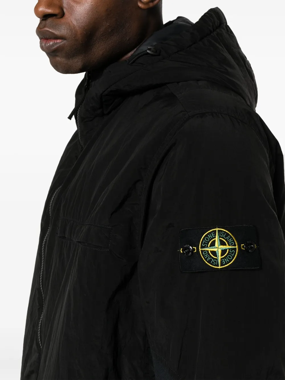 Shop Stone Island Primaloft-tc Hooded Down Jacket In Black