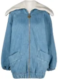 Patou faux shearling-trim denim jacket - Blue