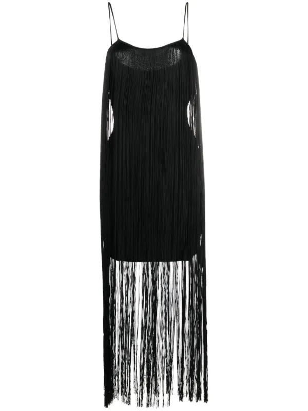 Alexander Wang fringe trim spaghetti strap Midi Dress Farfetch