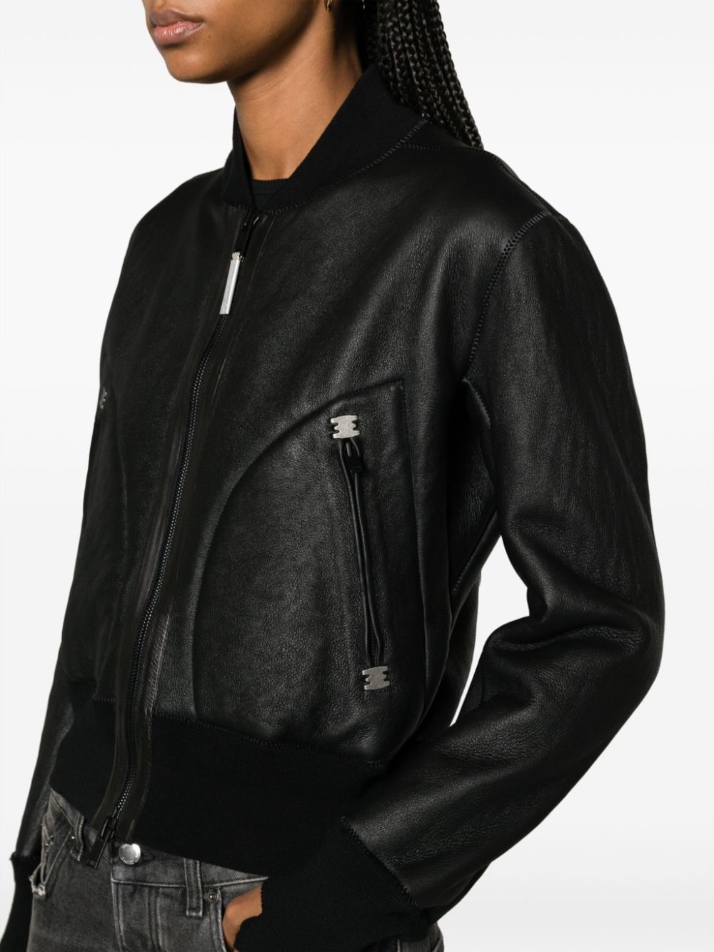 Shop Isaac Sellam Experience Zip-up Leather Bomber Jacket In Black