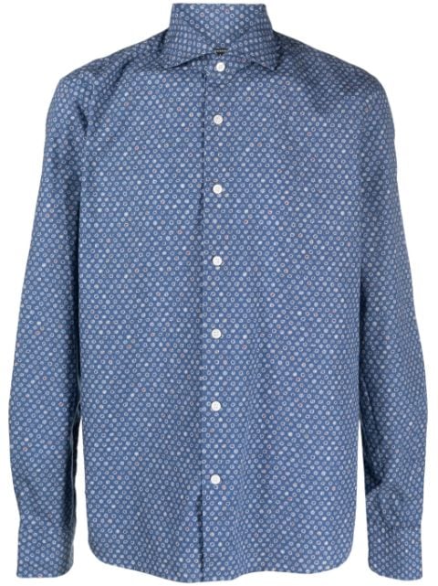 Orian geometric-print cotton shirt