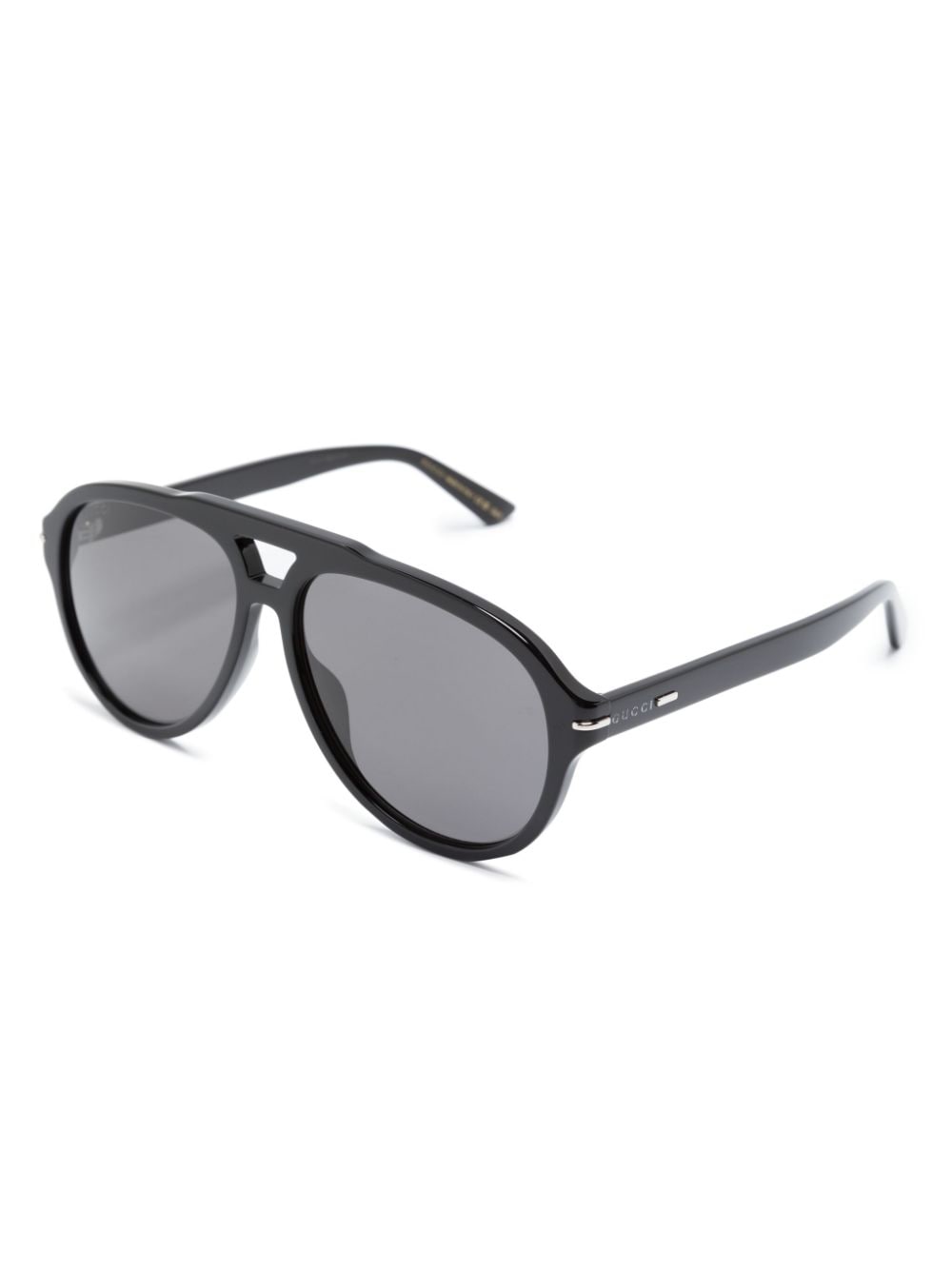 Shop Gucci Logo-lettering Pilot-frame Sunglasses In Black