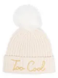 MC2 Saint Barth Too Cool-embroidered ribbed beanie - Neutrals