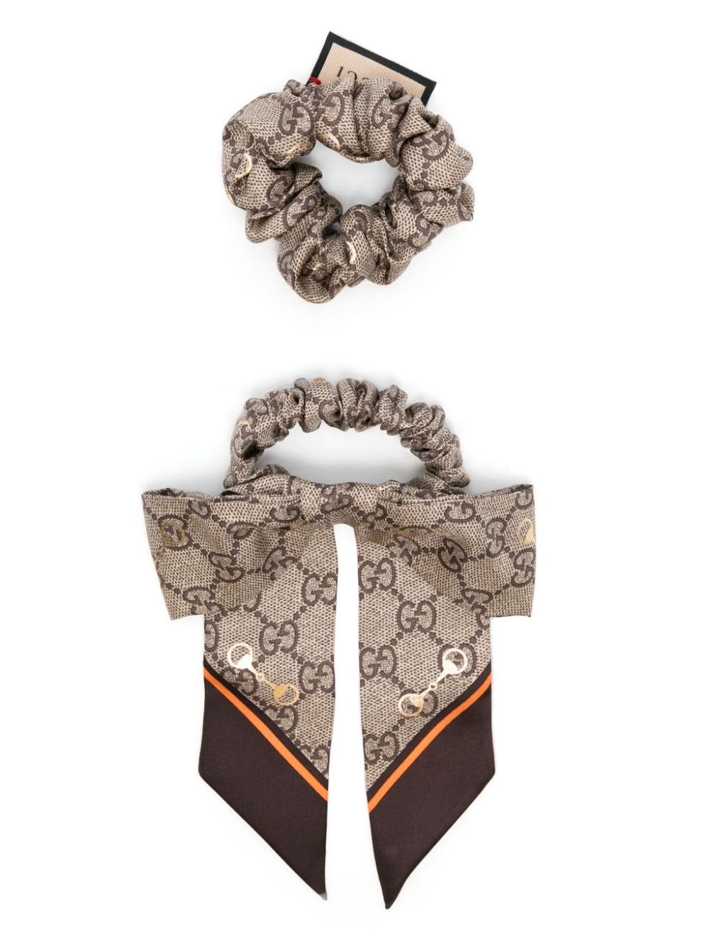 Gucci GG silk scrunchie (set of two) - Brown