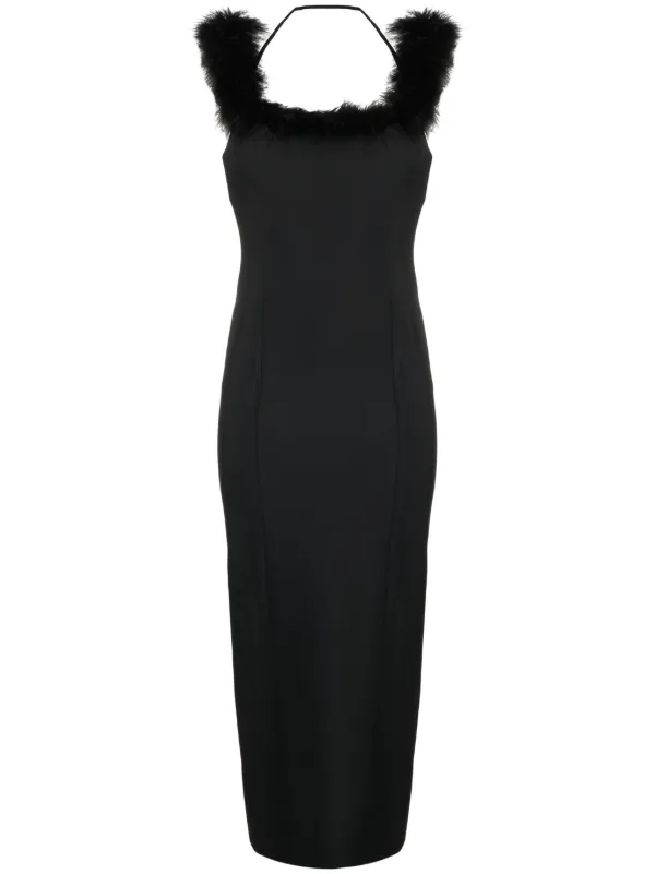 sachin and babi light blue dress Black Feather Jacquard Satin Midi Dress