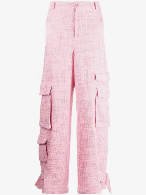 GCDS Ultracargo tweed wide-leg trousers