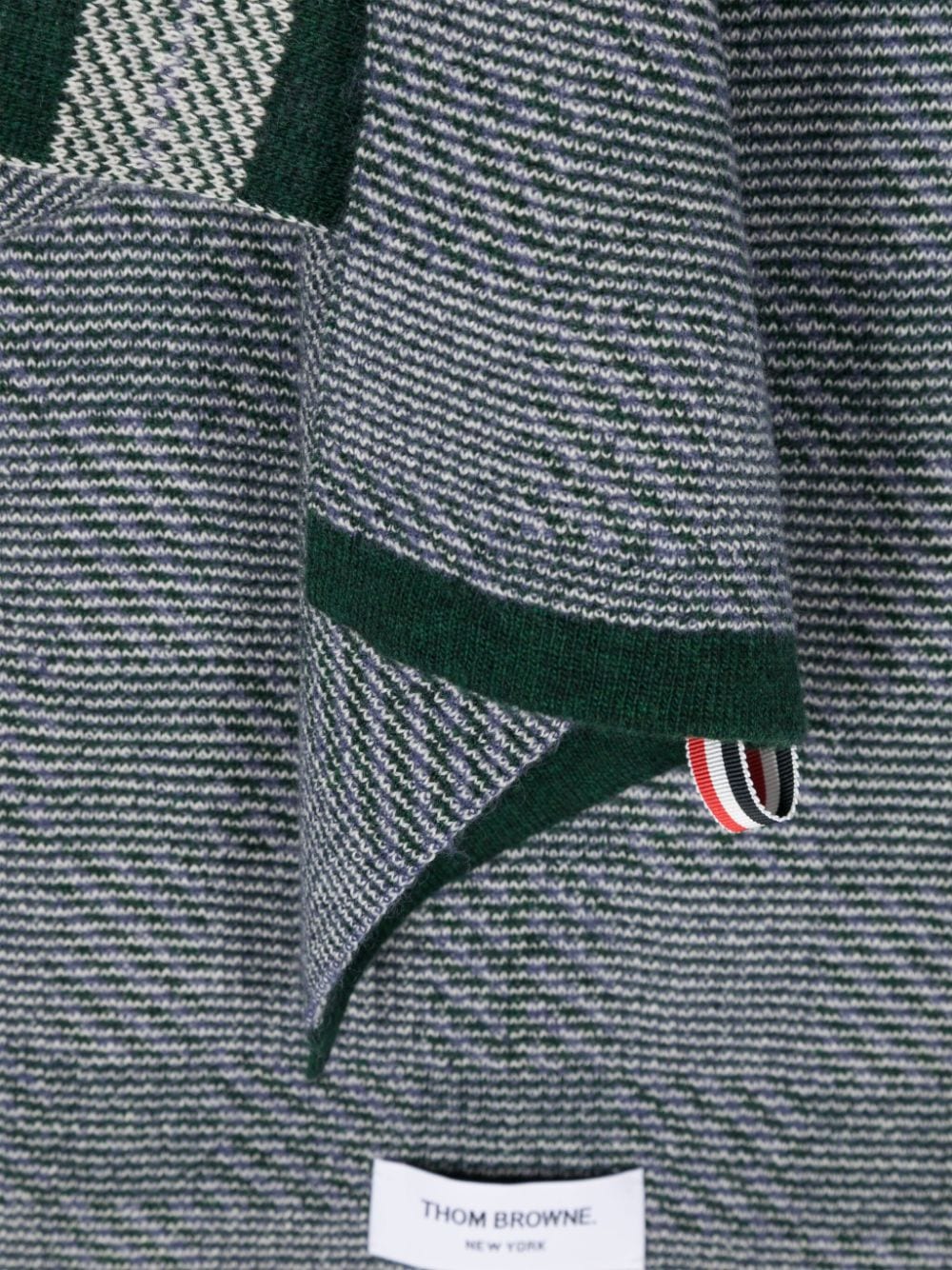 Shop Thom Browne Check-pattern Knitted Scarf In Green