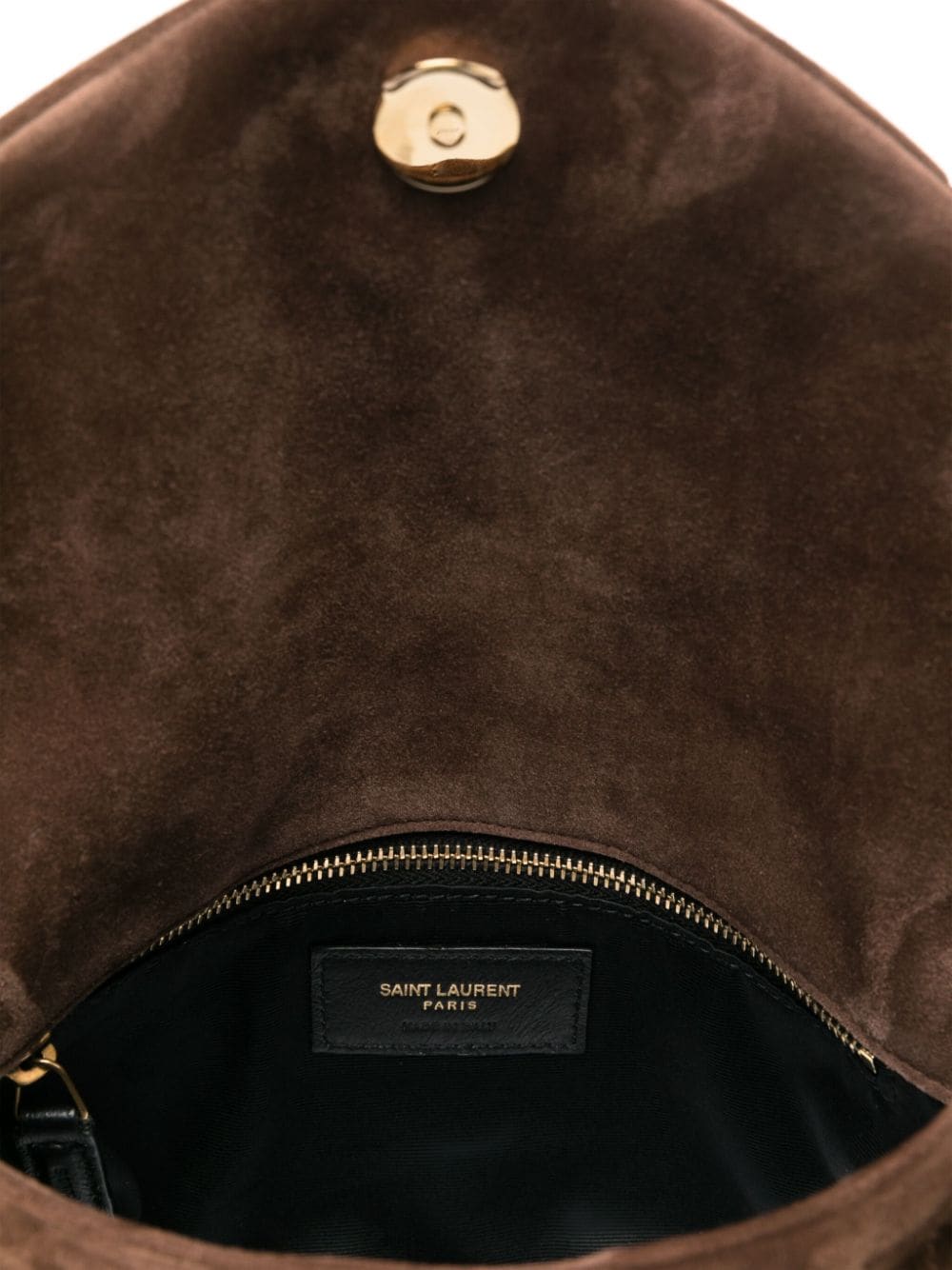 Shop Saint Laurent Loulou Puffer Small Suede Shoulder Bag In Brown