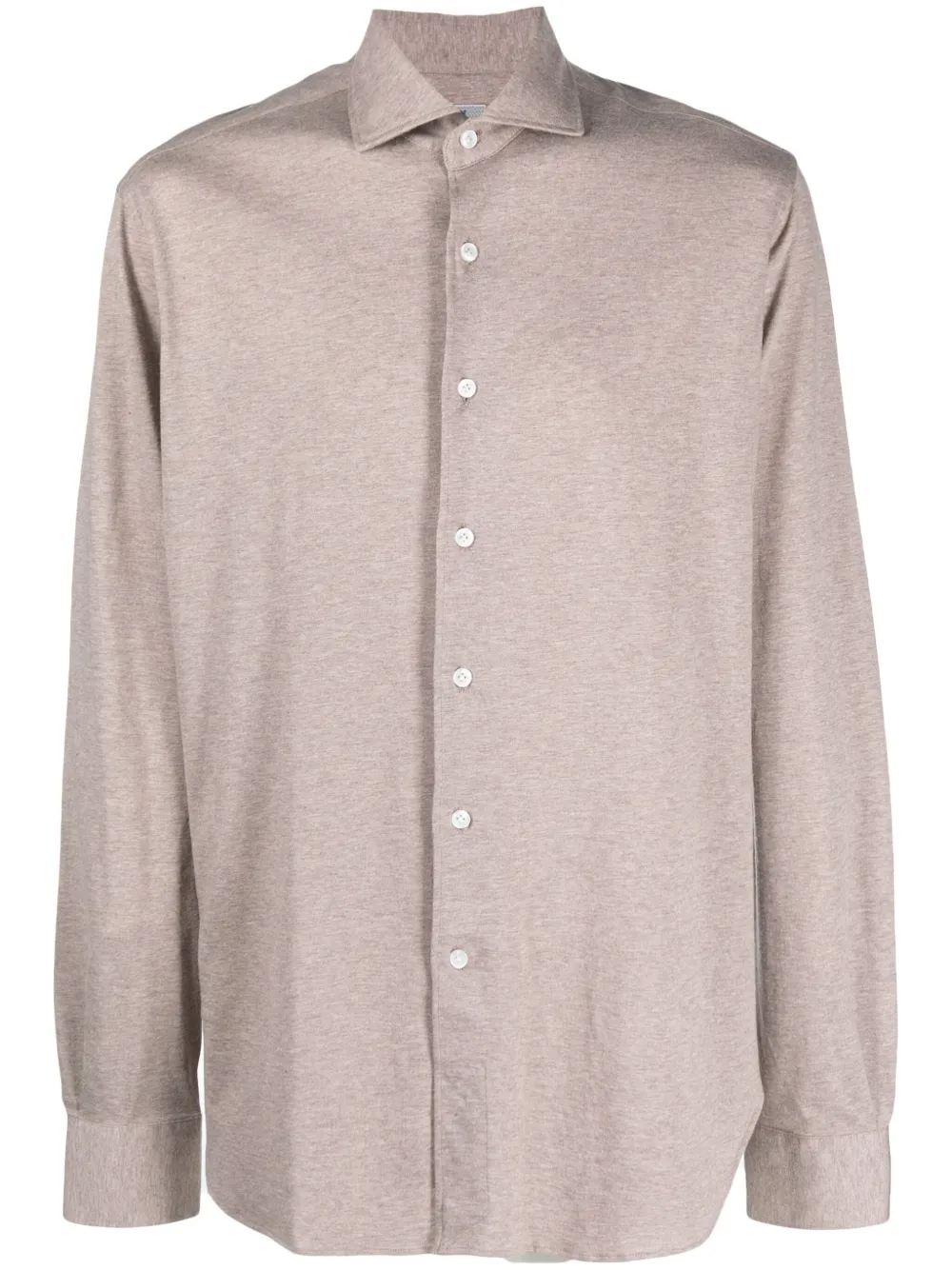 Orian Mélange-effect Spread-collar Shirt In Neutrals