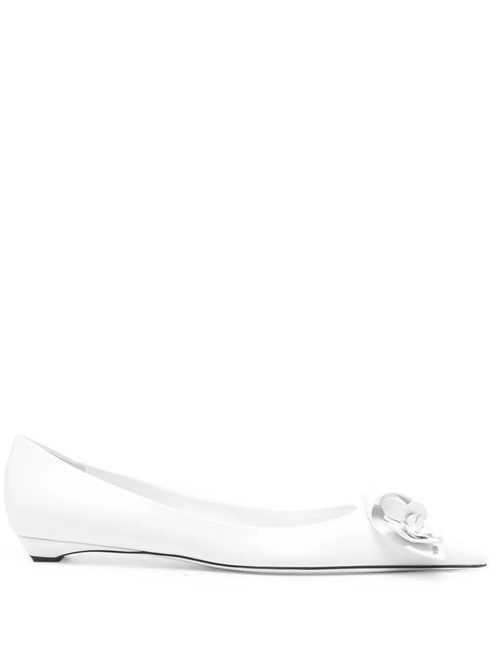 Prada flowerappliqué Leather Ballerina Shoes Farfetch