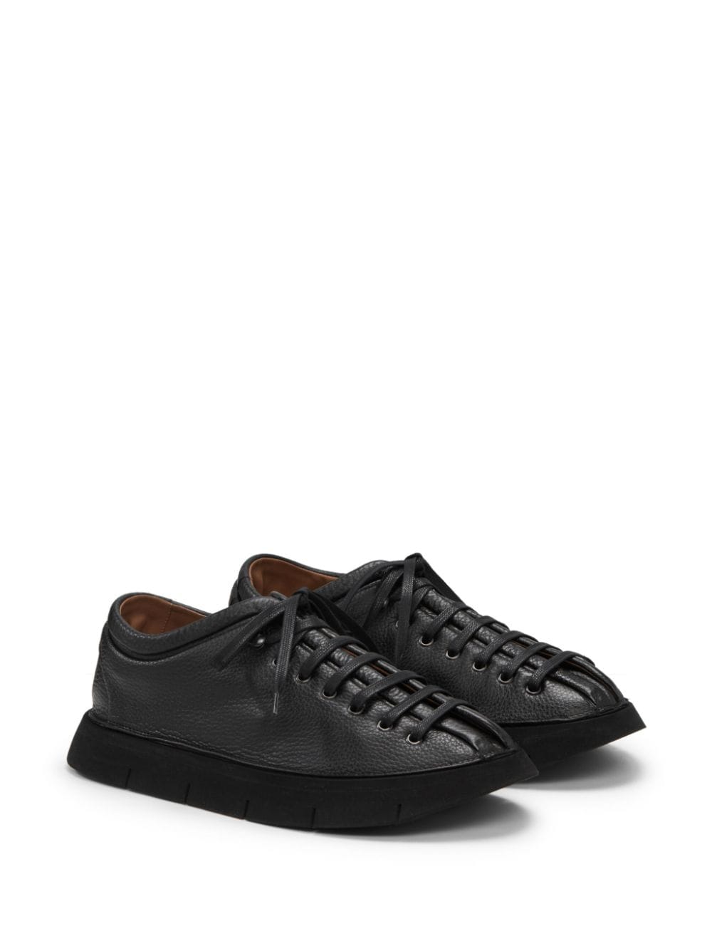 Shop Marsèll Intagliata Leather Derby Shoes In Black