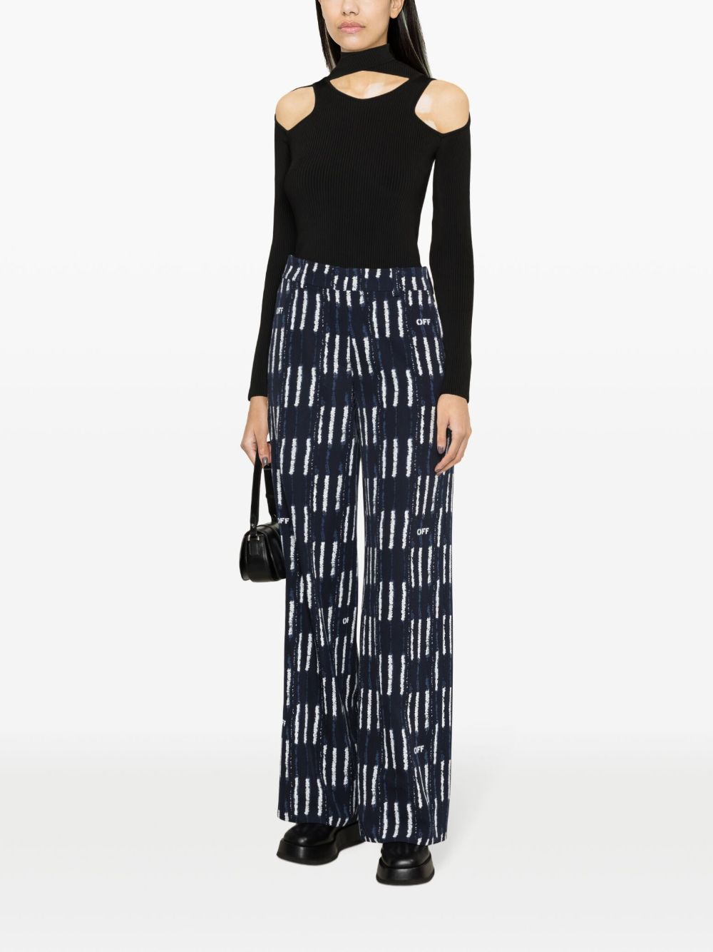 Shop Off-white Shibori Graphic-print Wide-leg Trousers In Blue