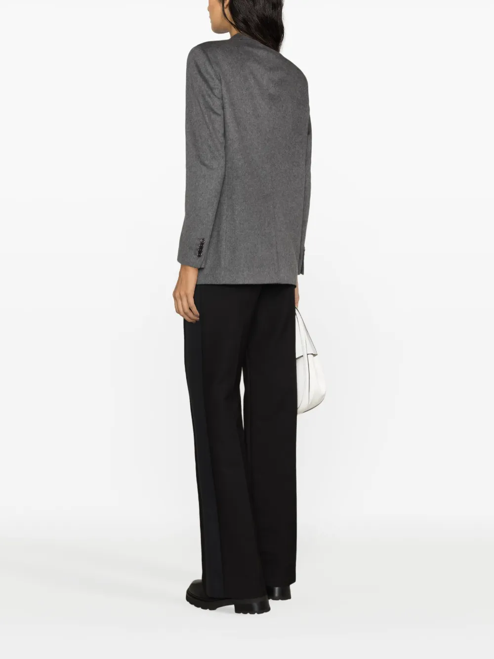 Tagliatore Jamine Double-breasted Cashmere Blazer In Grey