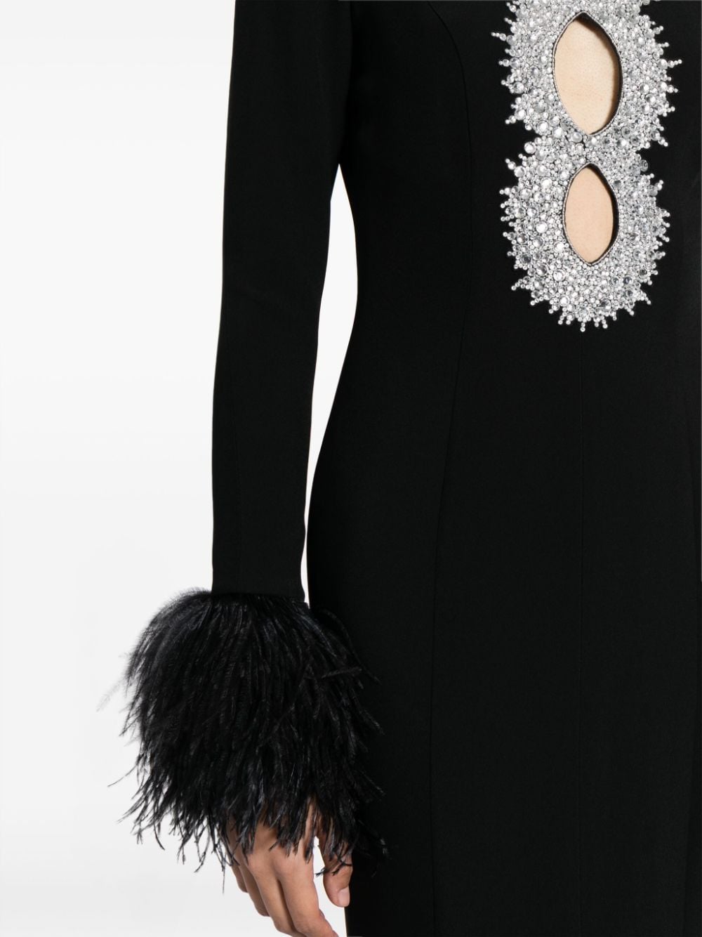 Shop Andrew Gn Cut-out Crystal-embellished Gown In Black