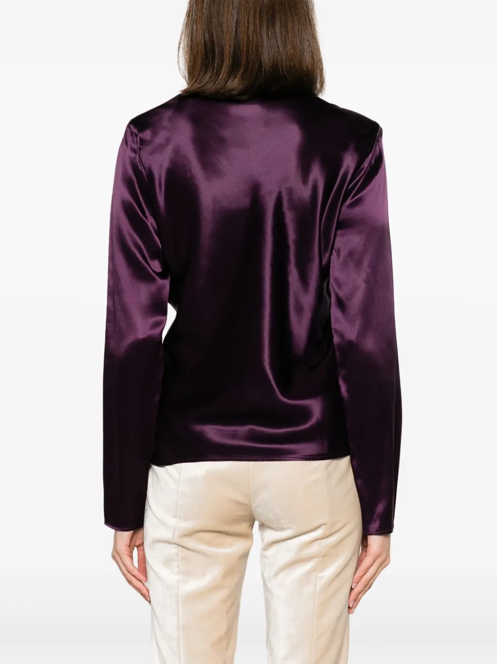 FORTE FORTE SATIN-FINISH V-NECK BLOUSE
