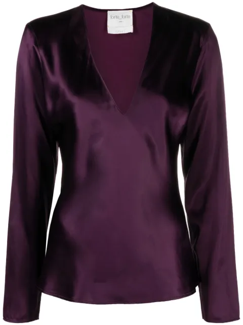 Forte Forte blusa con efecto satinado y cuello en V