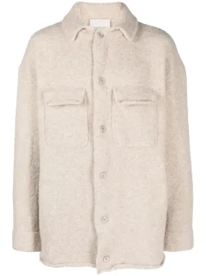 Bouclé button hot sale front coat