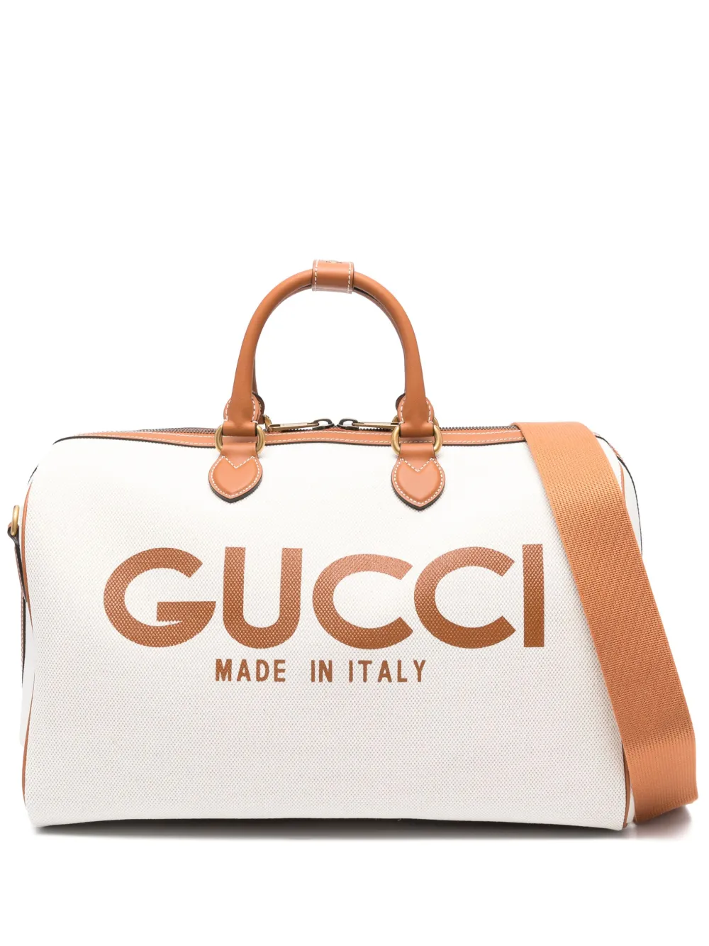 Gucci logo-print canvas holdall - Toni neutri