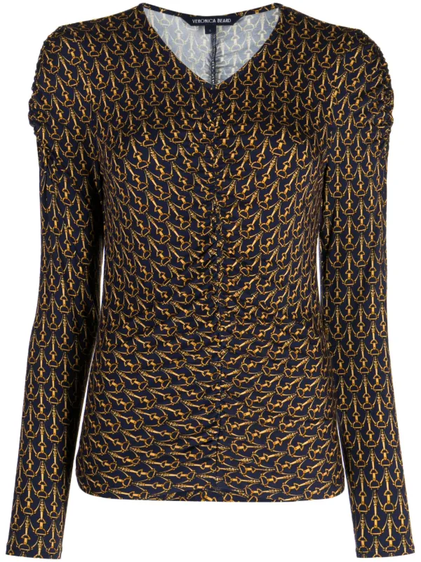 Veronica Beard Neeta Monogram Top in Blue