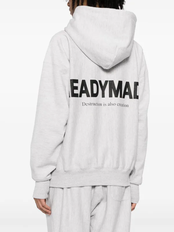 Readymade Smile logo-print Hoodie Grey FARFETCH NO