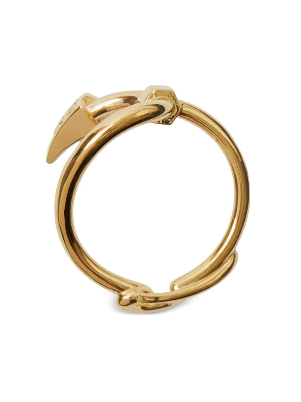Shop Burberry Hook Pavé Silver Ring In Gold