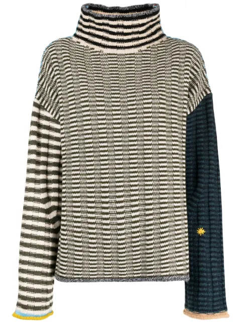 YANYAN KNITS logo-embroidered roll-neck jumper