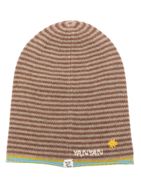 YANYAN KNITS logo-embroidered striped beanie