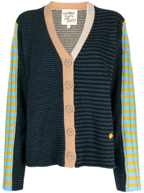YANYAN KNITS logo-embroidered V-neck cardigan