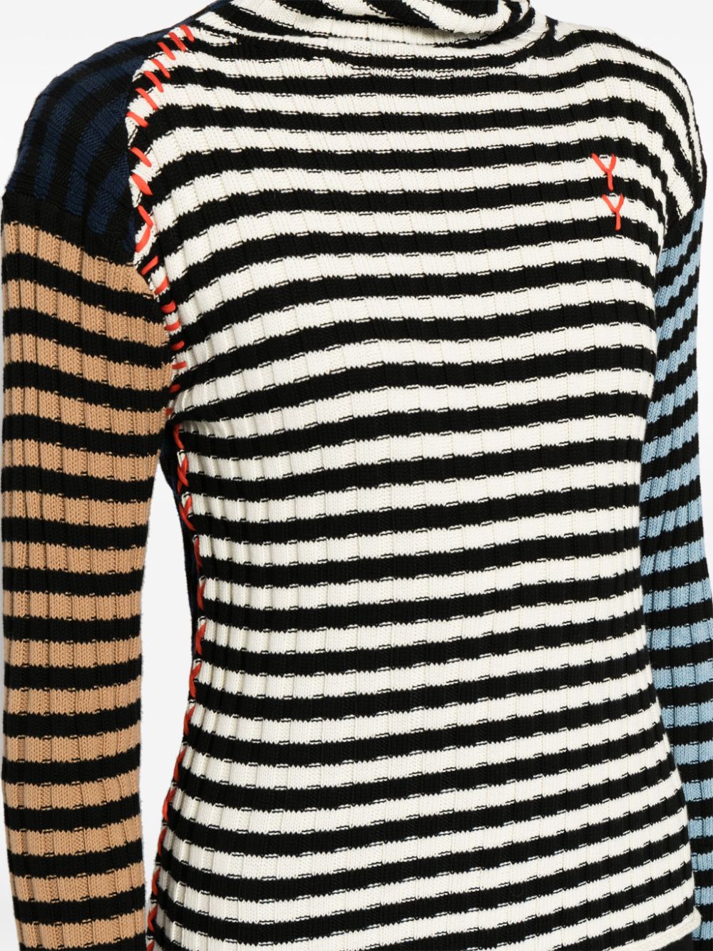 Shop Yanyan Knits Colour-block Striped Jumper In Multicolour