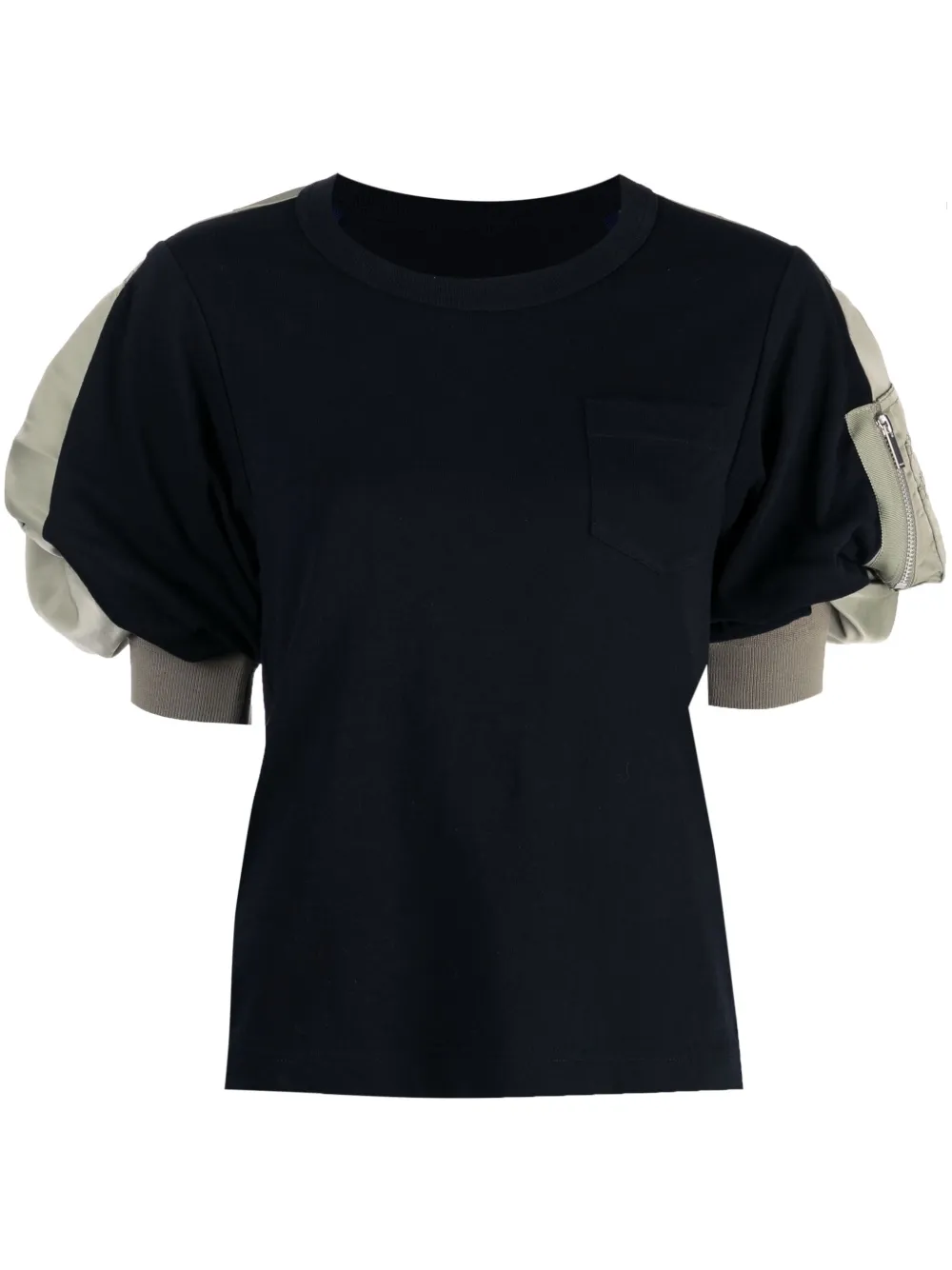 SACAI PANELLED SHORT-SLEEVE COTTON T-SHIRT