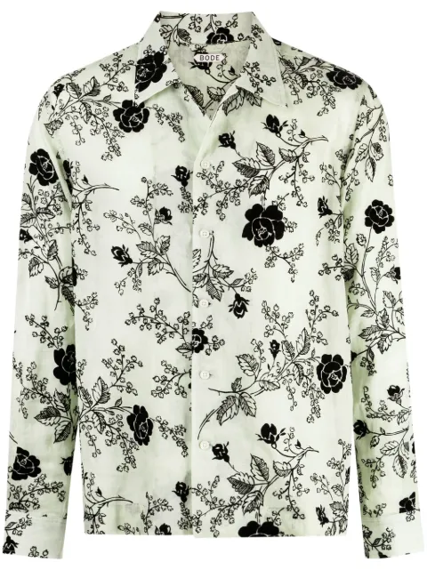 BODE Sweetunia-print flocked shirt