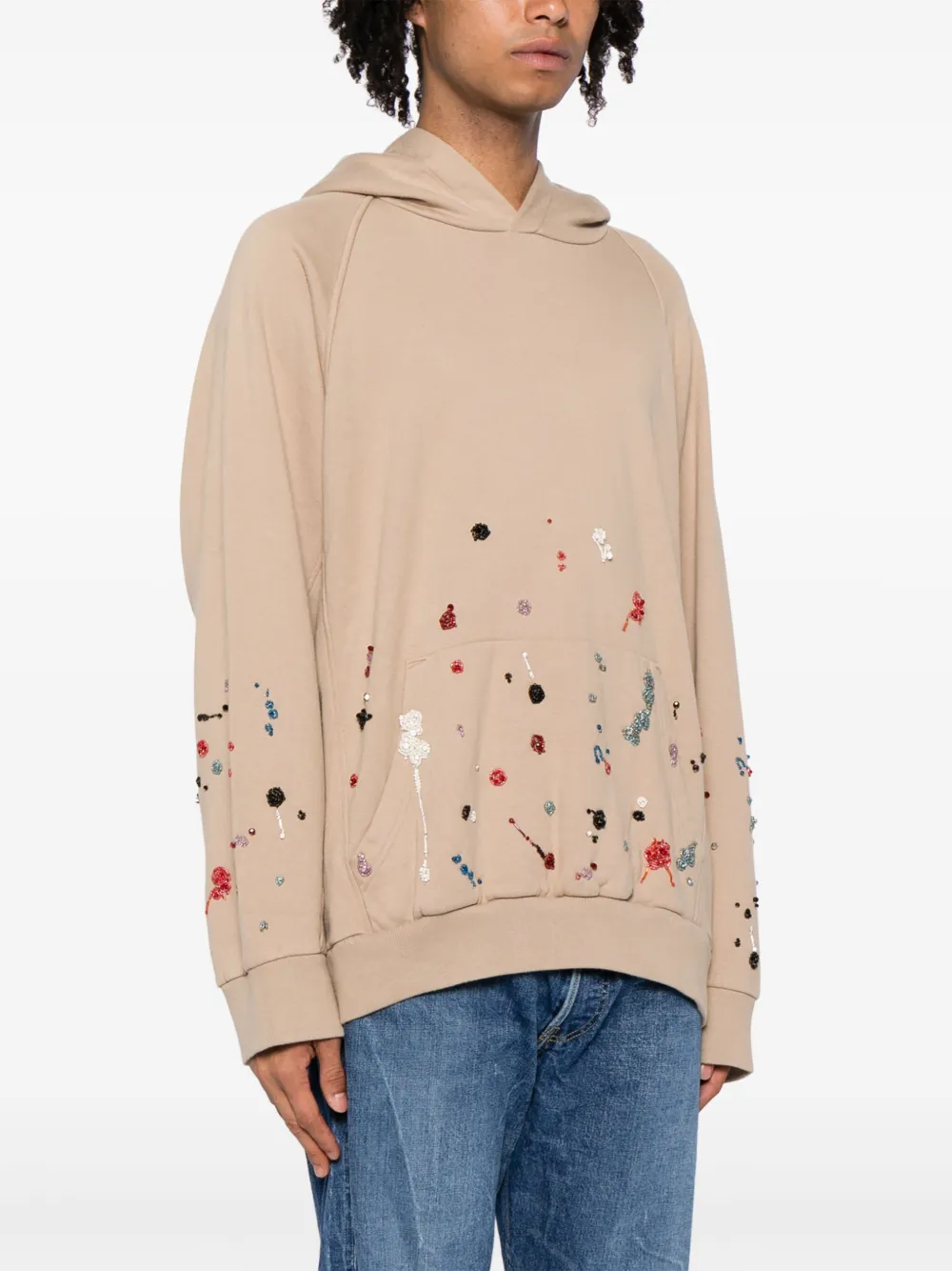 Undercover Hoodie verfraaid met kralen Beige
