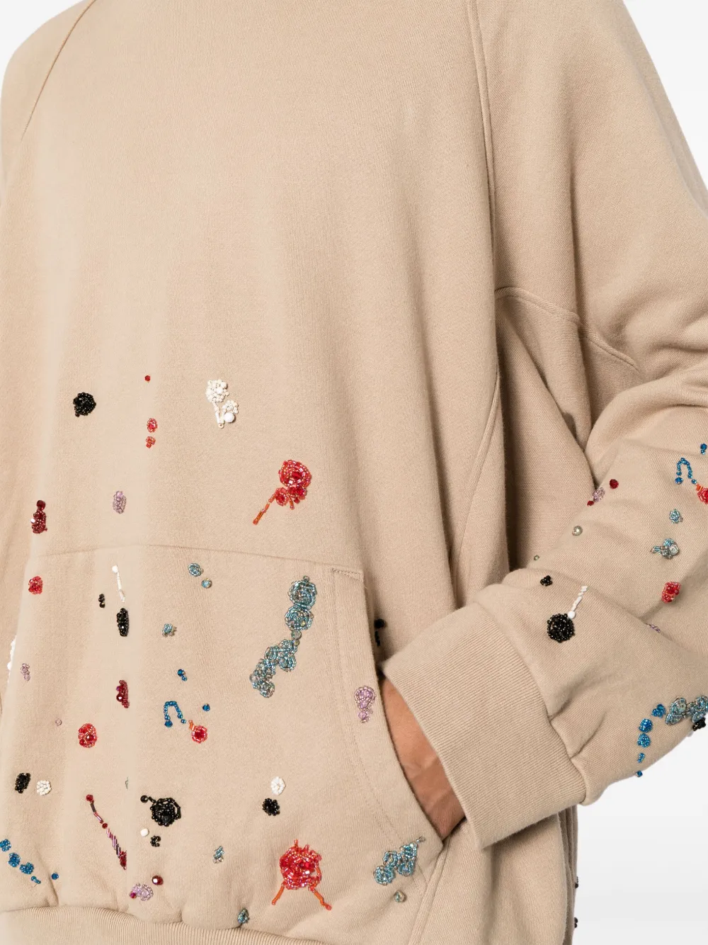 Undercover Hoodie verfraaid met kralen Beige