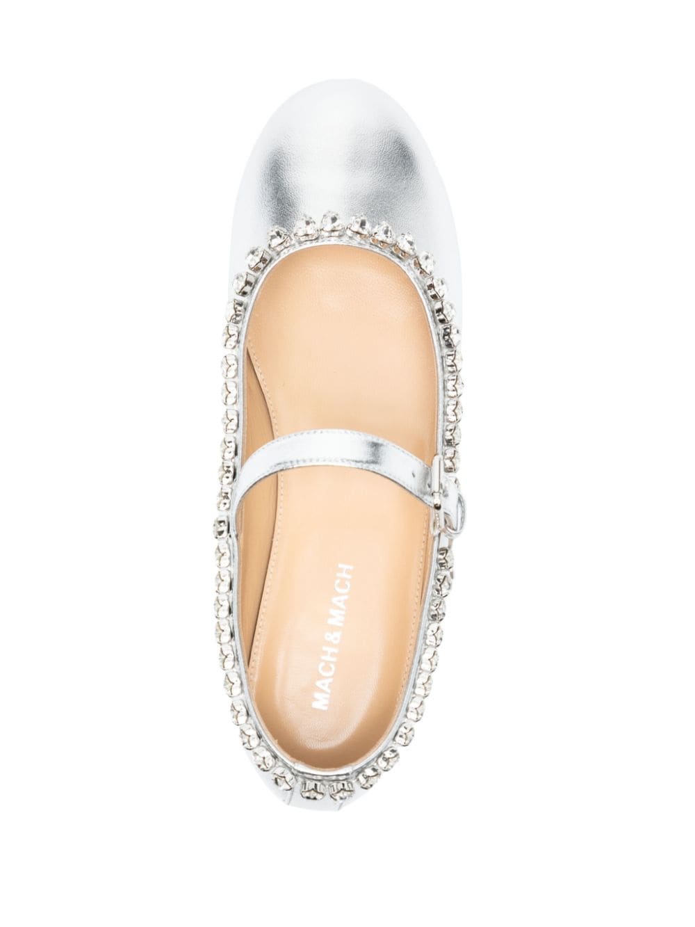 Shop Mach & Mach Crystal-embellished Leather Ballerina Shoes In Silber