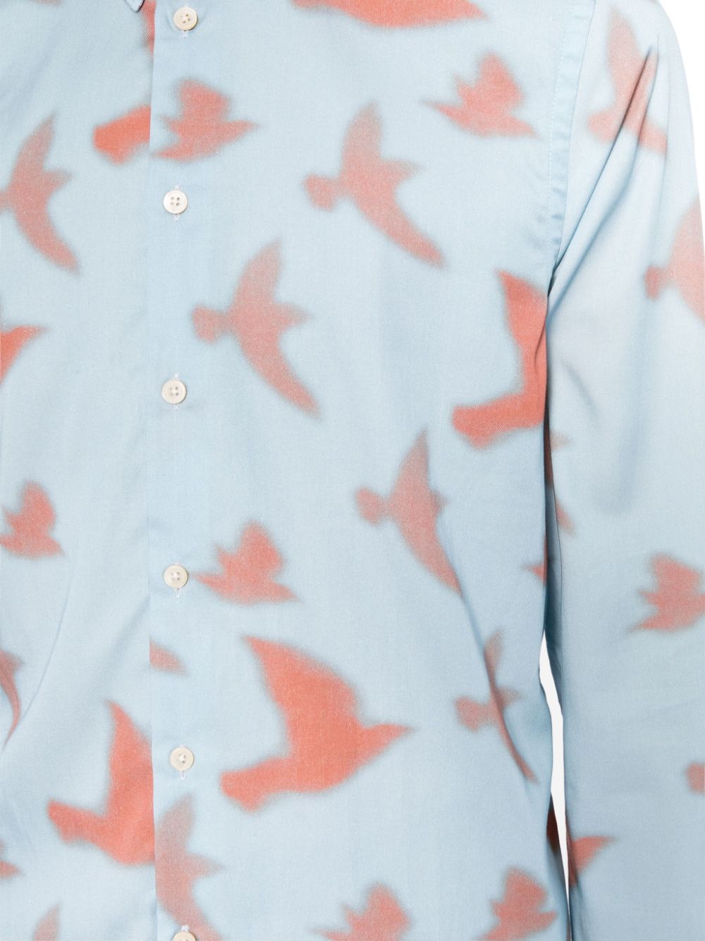 Shop Ps By Paul Smith Shadow Birds Long-sleeved Shirt In Blue