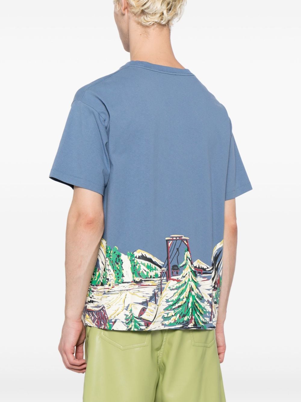 Shop Bode Ski Lift Cotton T-shirt In Blue