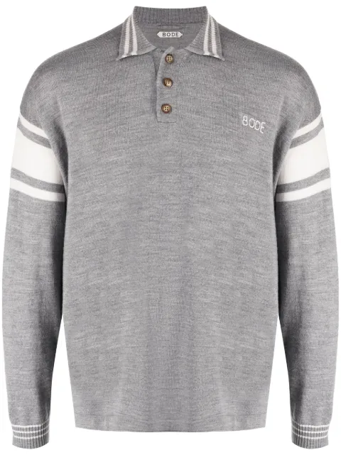 BODE logo-embroidered striped polo shirt