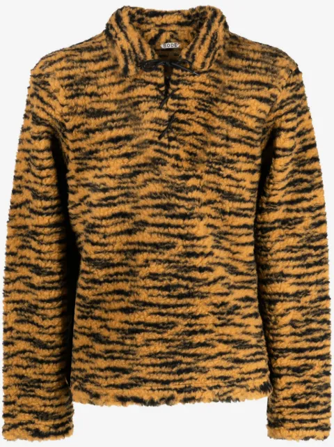 BODE tiger-print lace-up jumper