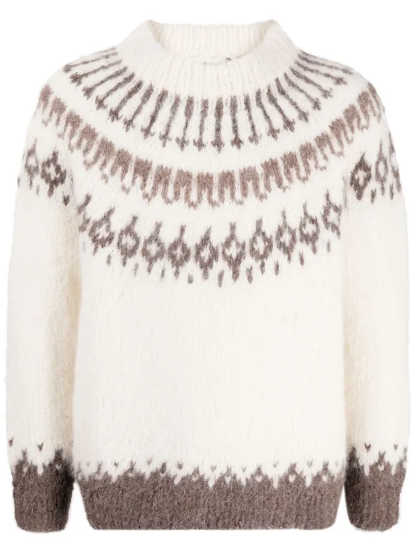 Bode Patterned Intarsia-knit Jumper in White