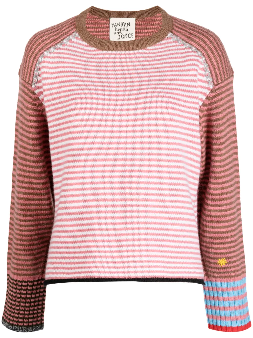 Yanyan Knits Long-sleeve Striped Jumper In Pink