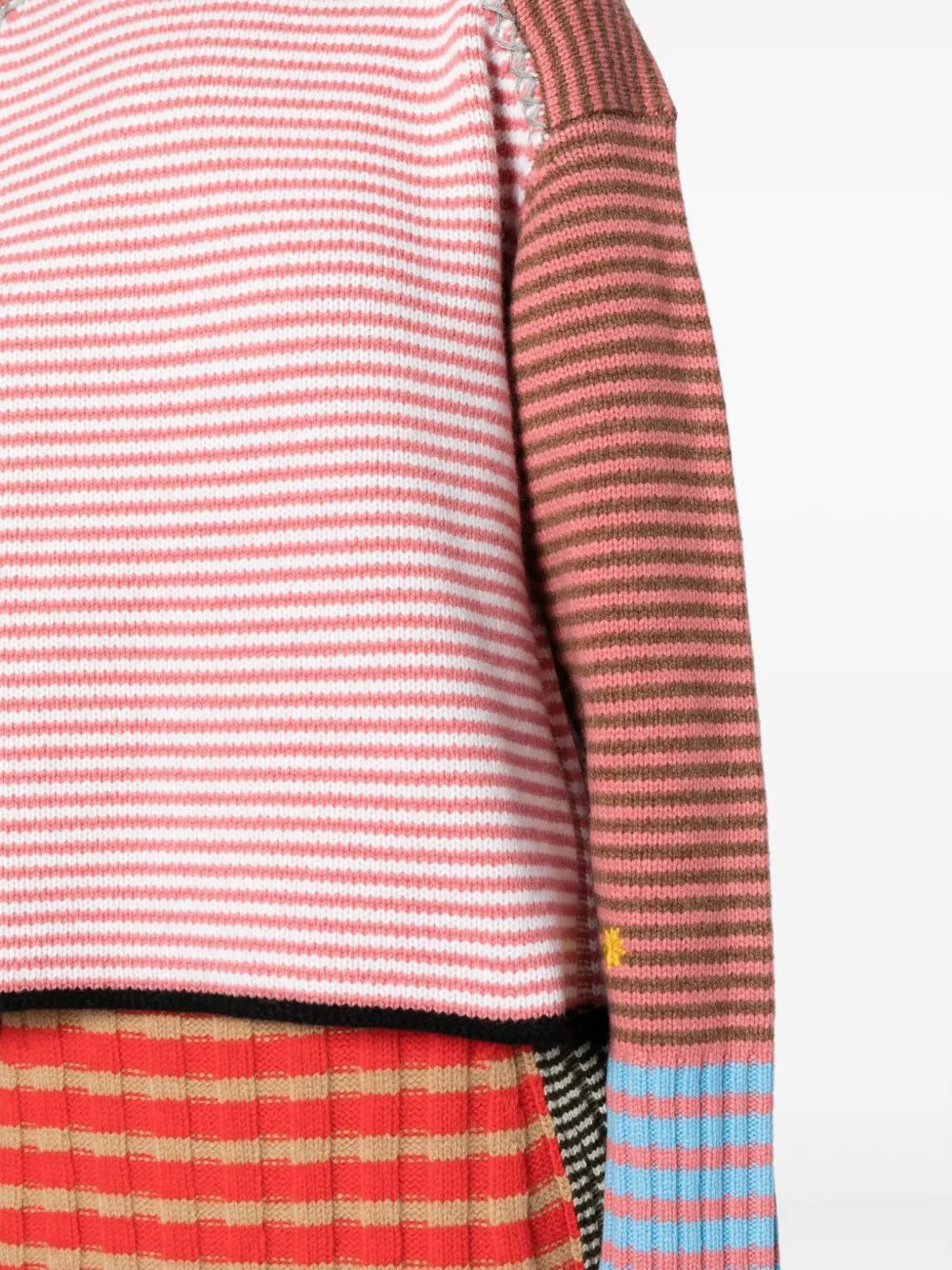 Shop Yanyan Knits Long-sleeve Striped Jumper In Pink