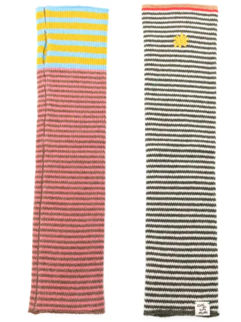 YANYAN KNITS logo-embroidered striped gloves