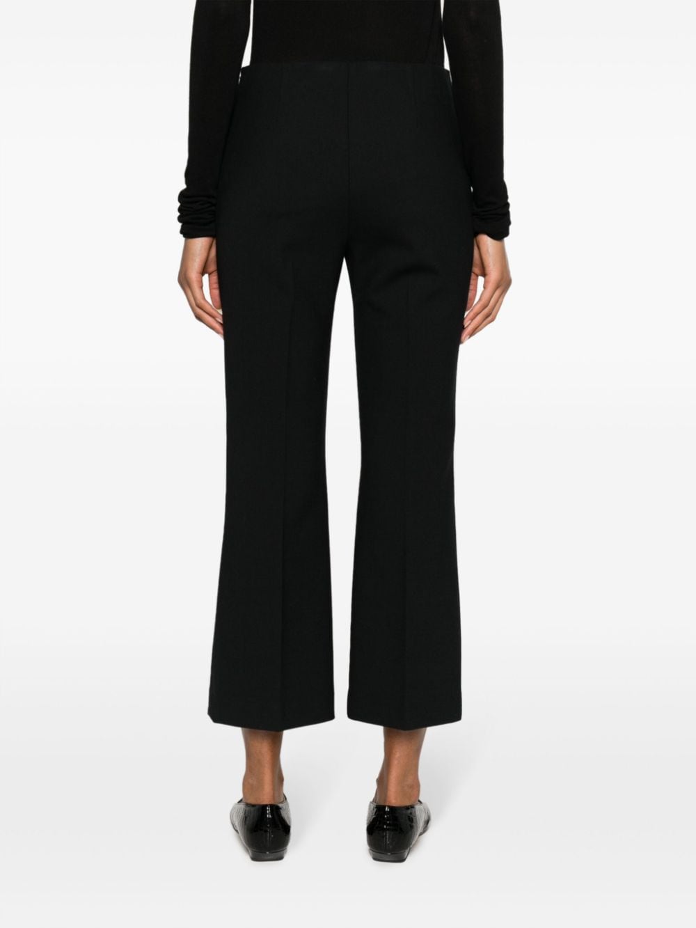 Shop Theory Cropped Wool Blend Flared Trousers In Schwarz