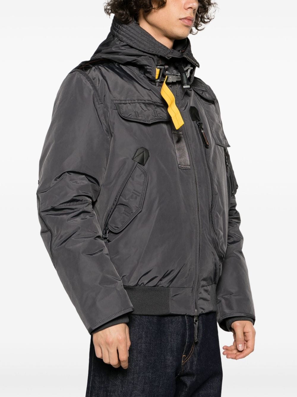 Shop Parajumpers Gobi Padded Hooded Jacket In Grey