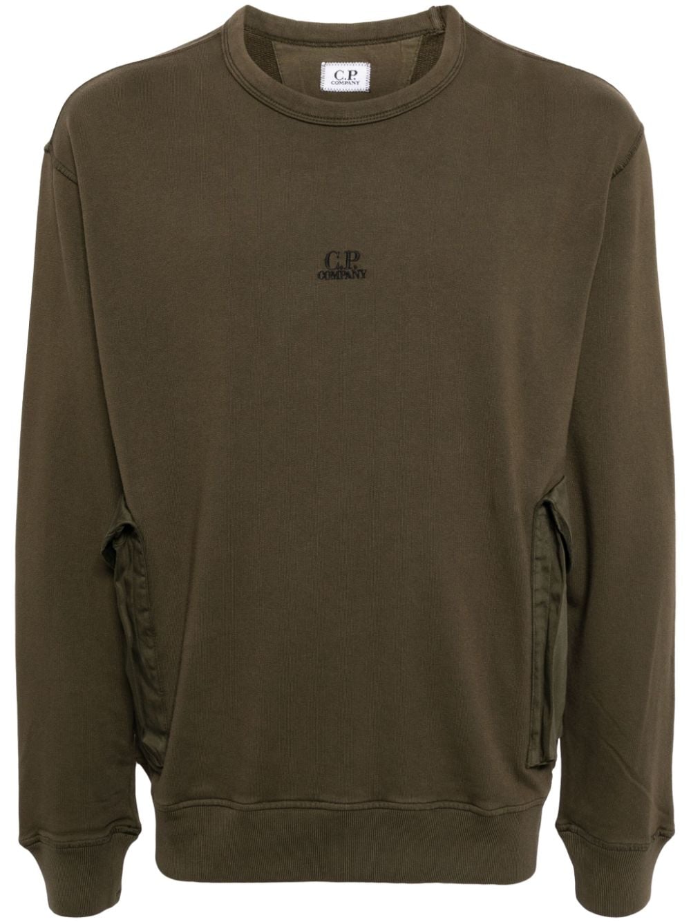 C.P. Company logo-embroidered fleece-texture sweatshirt - Verde