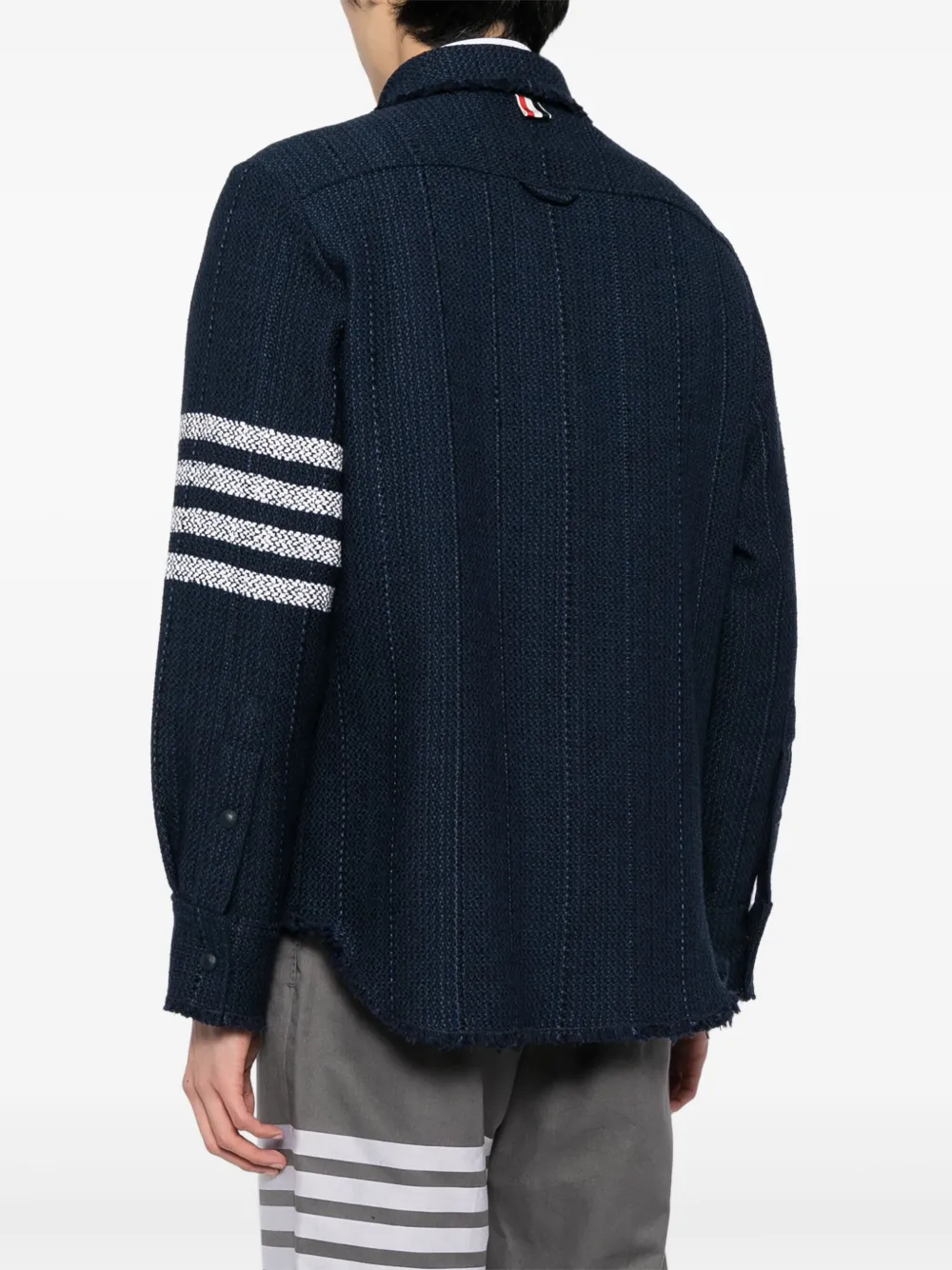 Shop Thom Browne 4-bar Stripe Shirt Jacket In Blue