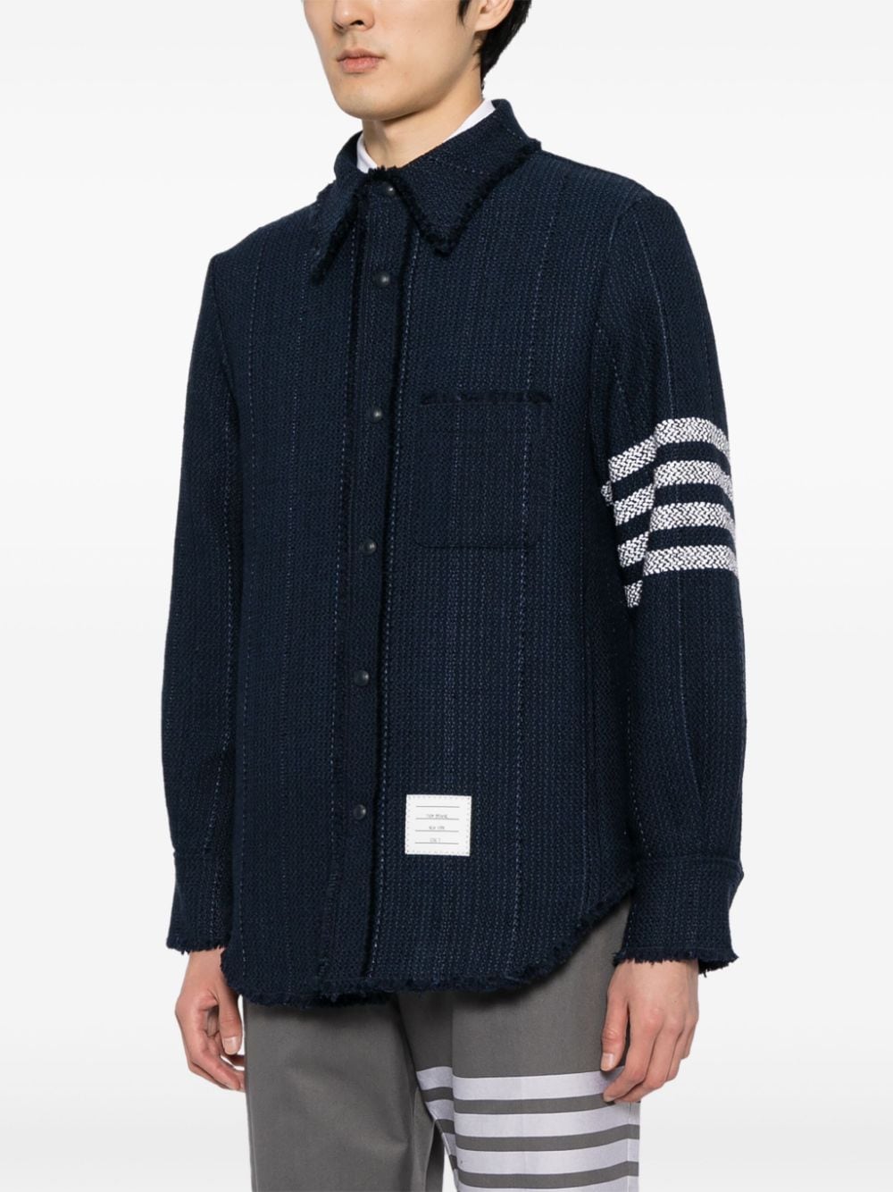 Shop Thom Browne 4-bar Stripe Shirt Jacket In Blue